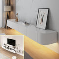 Consola multimedia para pared de TV flotante, banco de almacenamiento grande bajo TV, mueble bajo con cajones y soporte para router, (Blanco B + LED, 180 x 20 x 30 cm)