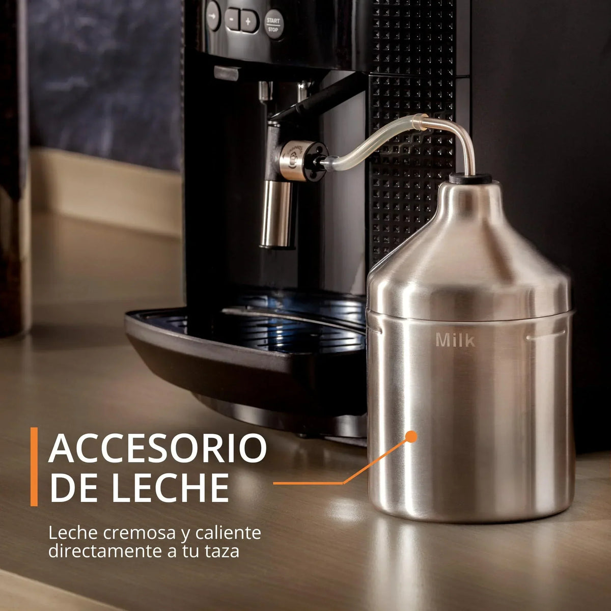 2025 Krups Essential - Cafetera superautomática, 15 bares de presión, molinillo cónico de metal, con selección de cantidad e intensidad de café, 1,7 l, 1 taza, acero, pantalla LCD + accesorios para leche