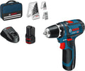 Taladro atornillador a batería Bosch Professional 12V System GSR 12V-15 (incluye 2 baterías de 2,0 Ah, cargador, set de 39 accesorios, bolsa de herramientas) - Exclusivo de Amazon