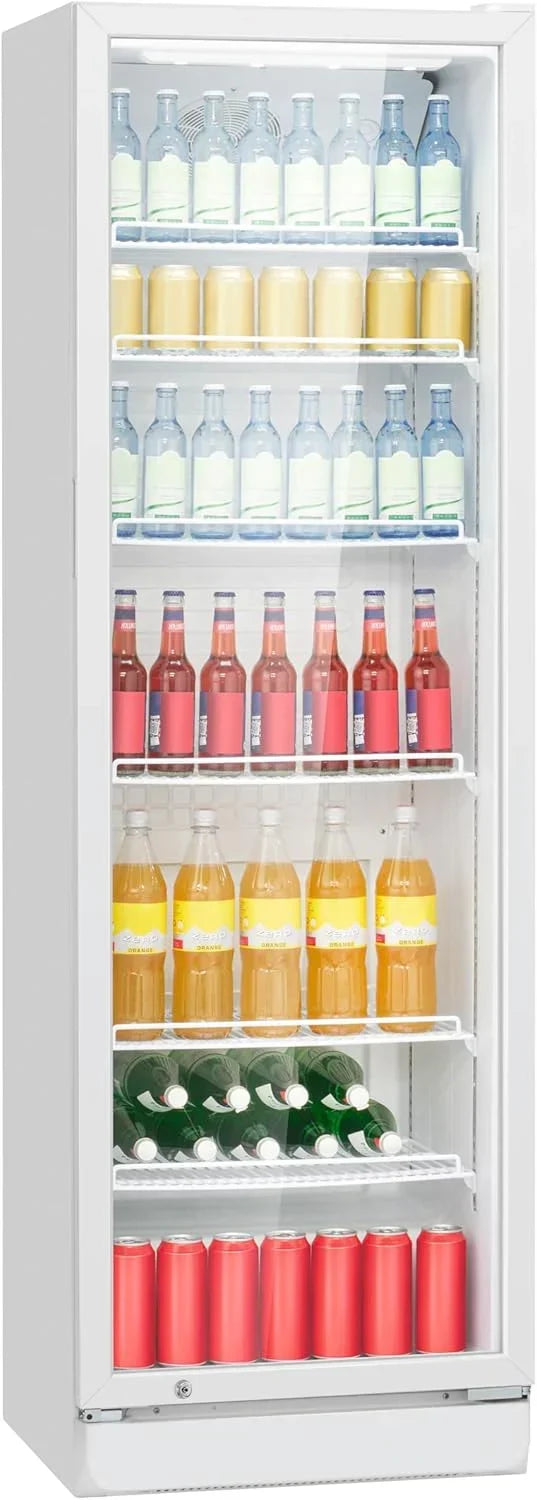 Frigorífico Bomann con puerta de cristal | Nevera para bebidas con cerradura | 6 estantes ajustables en altura | 30 kg por estante | 347 litros | Frigorífico grande | Nevera para botellas con luz LED | KSG 7351 negro