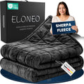 ELONEO koc obciążeniowy Sherpa Fleece 200x200 cm z 11 kg, certyfikowany Oeko-Tex, koc obciążeniowy, koc relaksacyjny i koc przeciwstresowy, czarny