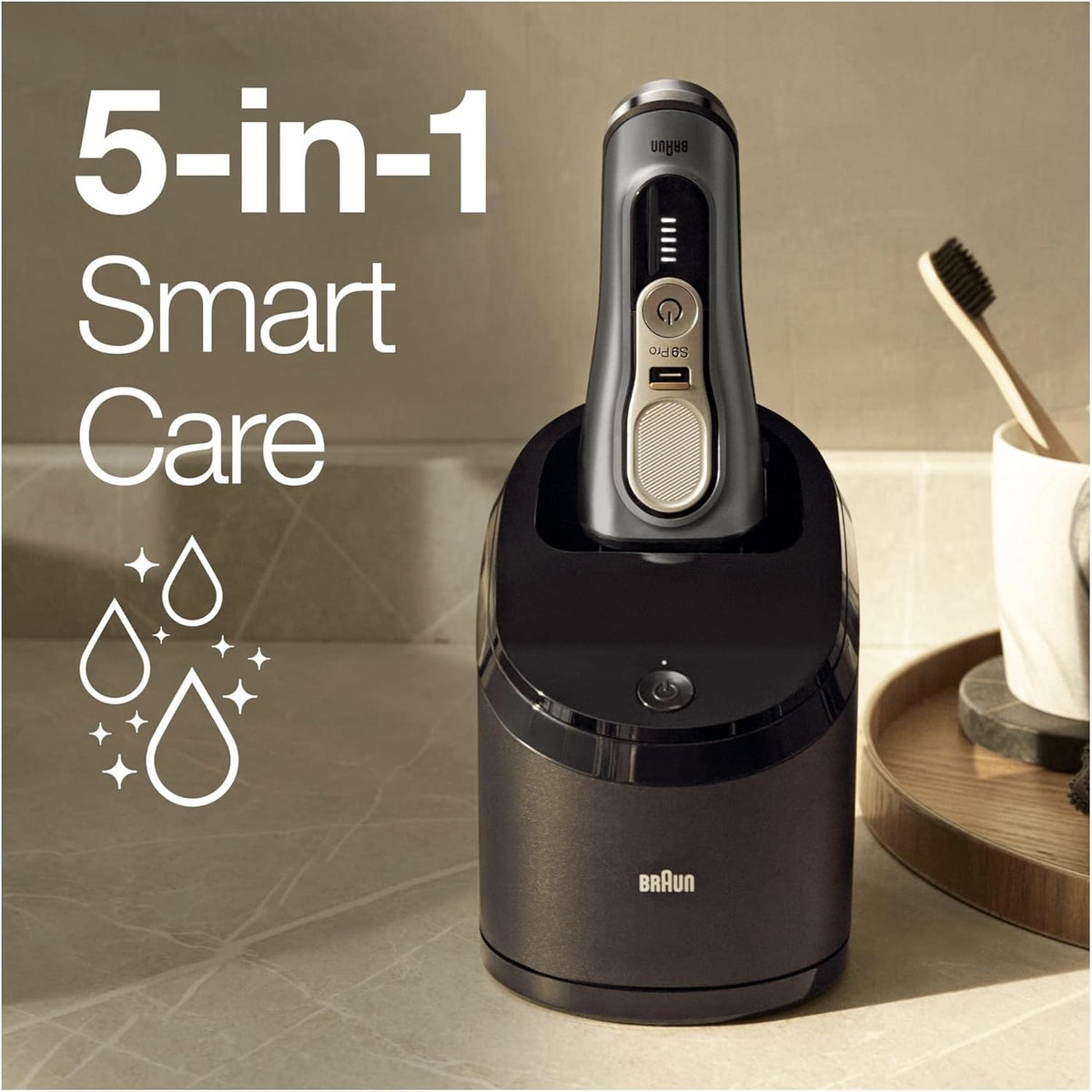 Afeitadora Braun Series 9 Pro Premium para hombre, ganadora del test de Stiftung Warentest, cabezal de afeitado 4+1, afeitadora eléctrica y recortadora, estación de limpieza, 60 min de autonomía, 9465cc, metal noble