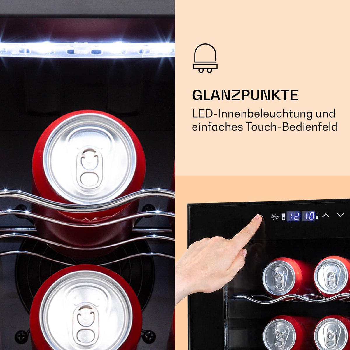 Vinoteca independiente Klarstein para 27 botellas: nevera para bebidas con 2 zonas de enfriamiento y compresor de bajo consumo, ideal para los amantes del vino, mantiene tus vinos fríos y frescos