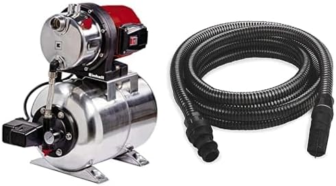 Bomba de agua doméstica Einhell GC-WW 1250 NN (1200 W, máx. 5 bar, caudal de 5000 l/h, altura de elevación máx. 50 m, tornillo de drenaje de agua, depósito a presión de acero inoxidable de 20 l, incluye manguera de succión de plástico de 4 m)