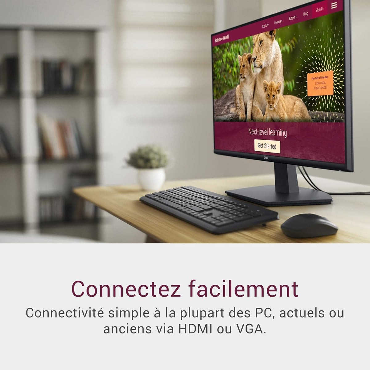 Monitor Dell 27 - SE2725HM, Full HD (1920x1080), 100Hz, IPS, 5ms, VESA (100x100mm), HDMI, VGA, garantía de 3 años, negro