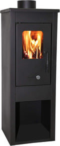 Chimenea "ERA" de acero, para leña y carbón, 7 kW, cristal cerámico, 94 cm de altura, fabricada en Italia, 2 años de garantía, calefacción para el hogar (ESTUFA NEGRA, 7 kW)