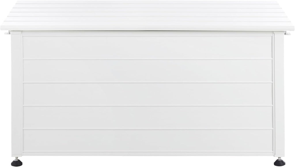 Baúl de jardín Beliani 330L aluminio blanco impermeable, arcón para cojines, caja de almacenaje Campalto