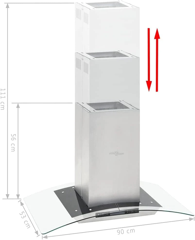 vidaXL okap kuchenny 90 cm, LCD, czujnik dotykowy, 756 m³/h, okap wyspowy, okap do komina