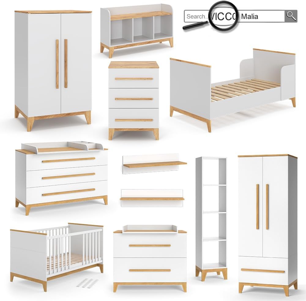 Cambiador VitaliSpa Malia, blanco/roble, 133 x 98 cm XL con 3 cajones