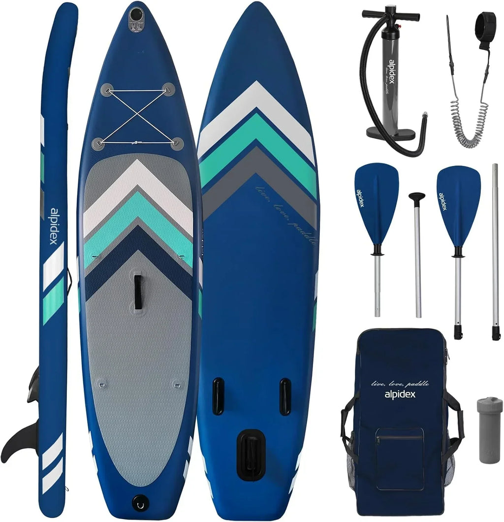 Set de tabla de SUP inflable 305 x 76 x 15 cm tabla de paddle surf hasta 150 kg con remo bomba de aire aletas mochila
