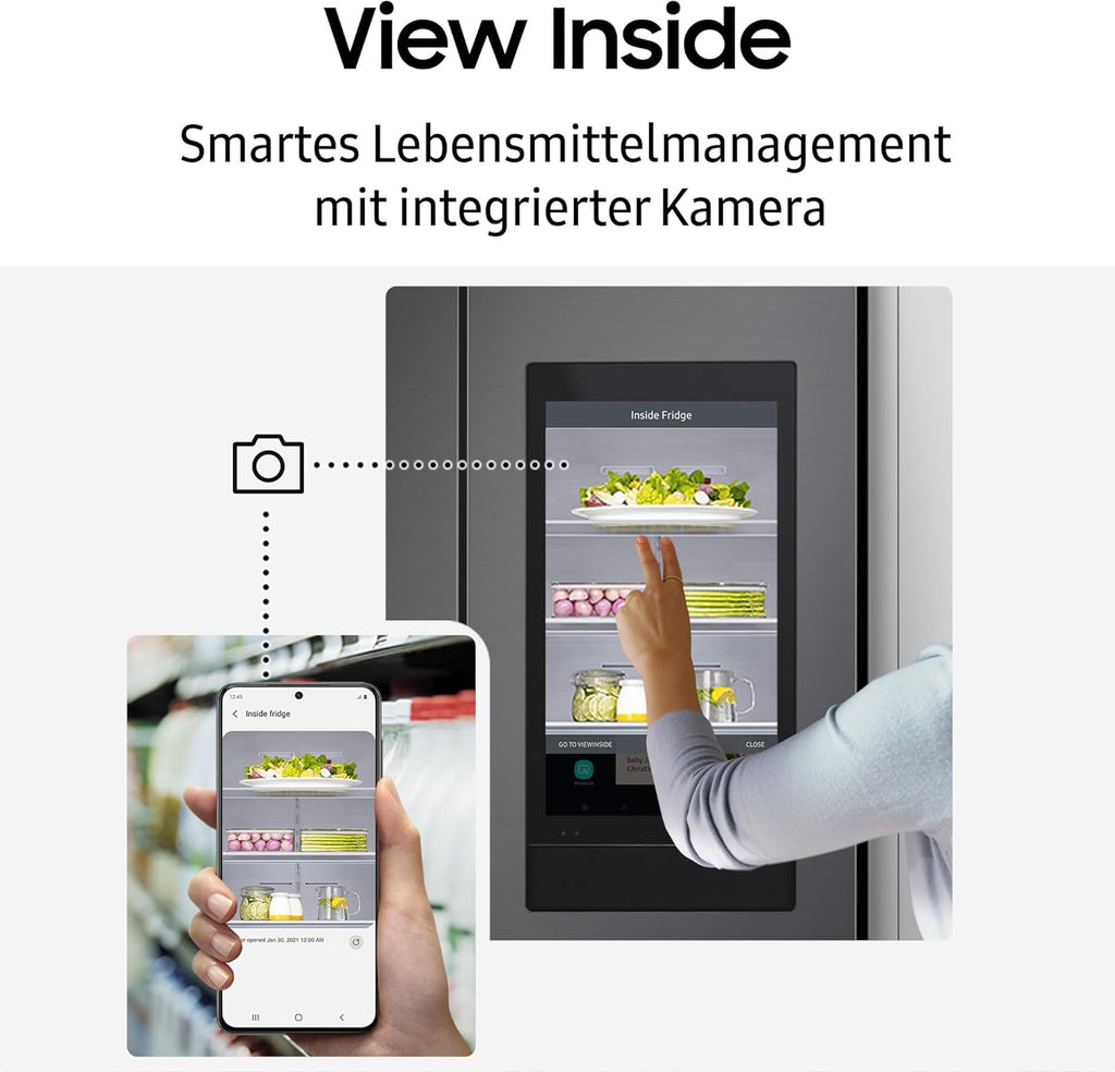 Frigorífico americano Samsung RS90F67BETEF, nevera con congelador AI, 178 cm, 614 l, dispensador de hielo/agua con depósito, Family Hub, modo AI Energy y control por voz, aspecto de acero inoxidable