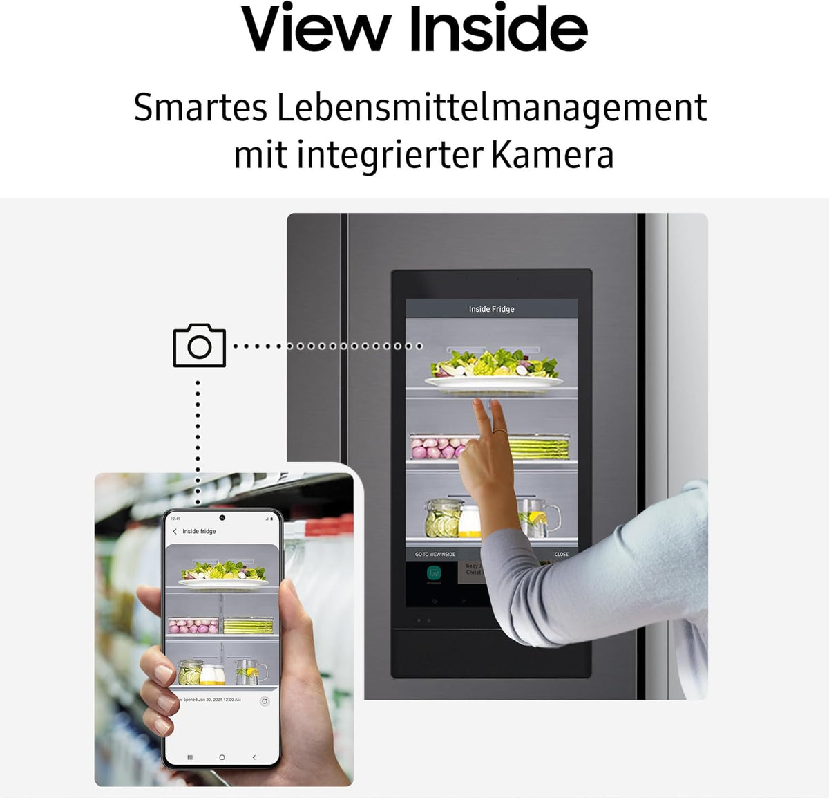 Frigorífico americano Samsung RS90F67BETEF, nevera con congelador AI, 178 cm, 614 l, dispensador de hielo/agua con depósito, Family Hub, modo AI Energy y control por voz, aspecto de acero inoxidable