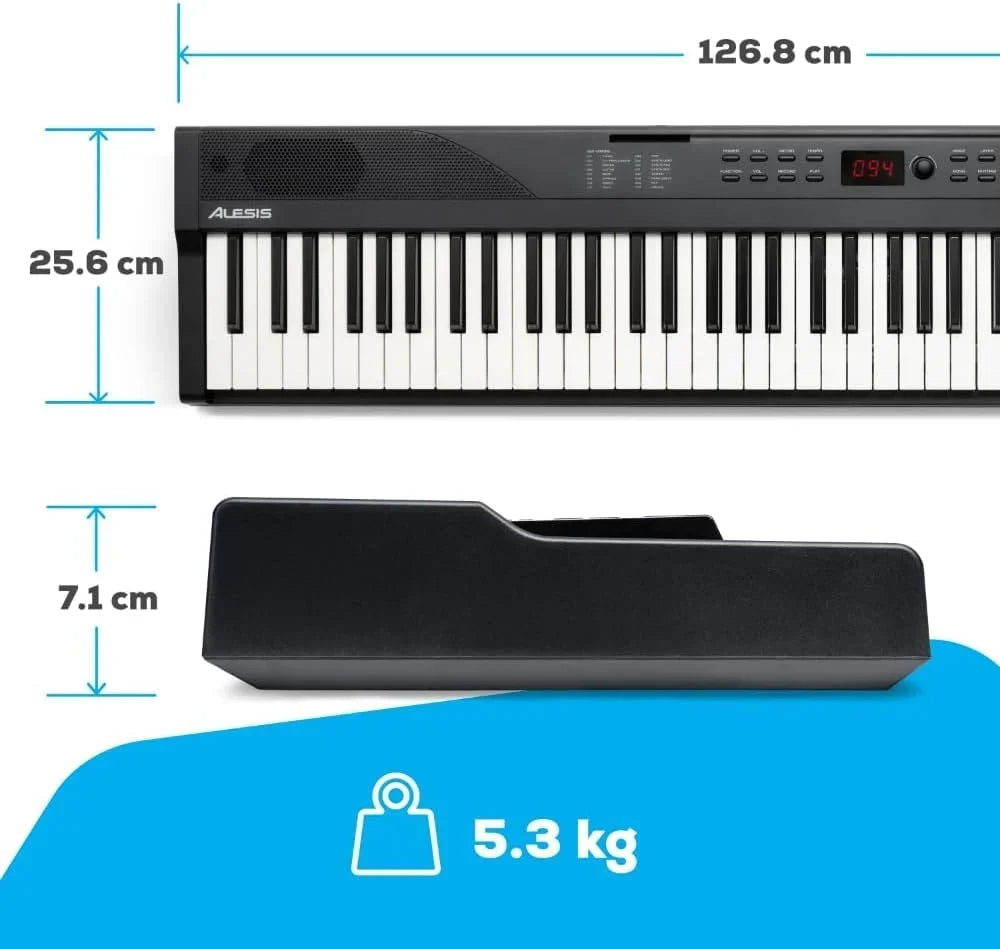 Teclado de piano digital de 88 teclas RECITALPLAY con 480 sonidos, USB-MIDI, altavoces y set de accesorios