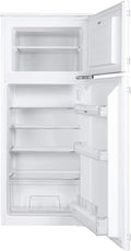 Frigorífico combi integrable Amica de doble puerta con congelador superior para nicho de 122 cm, sistema de puerta deslizante, compresor Inverter, control electrónico, alarma de puerta abierta