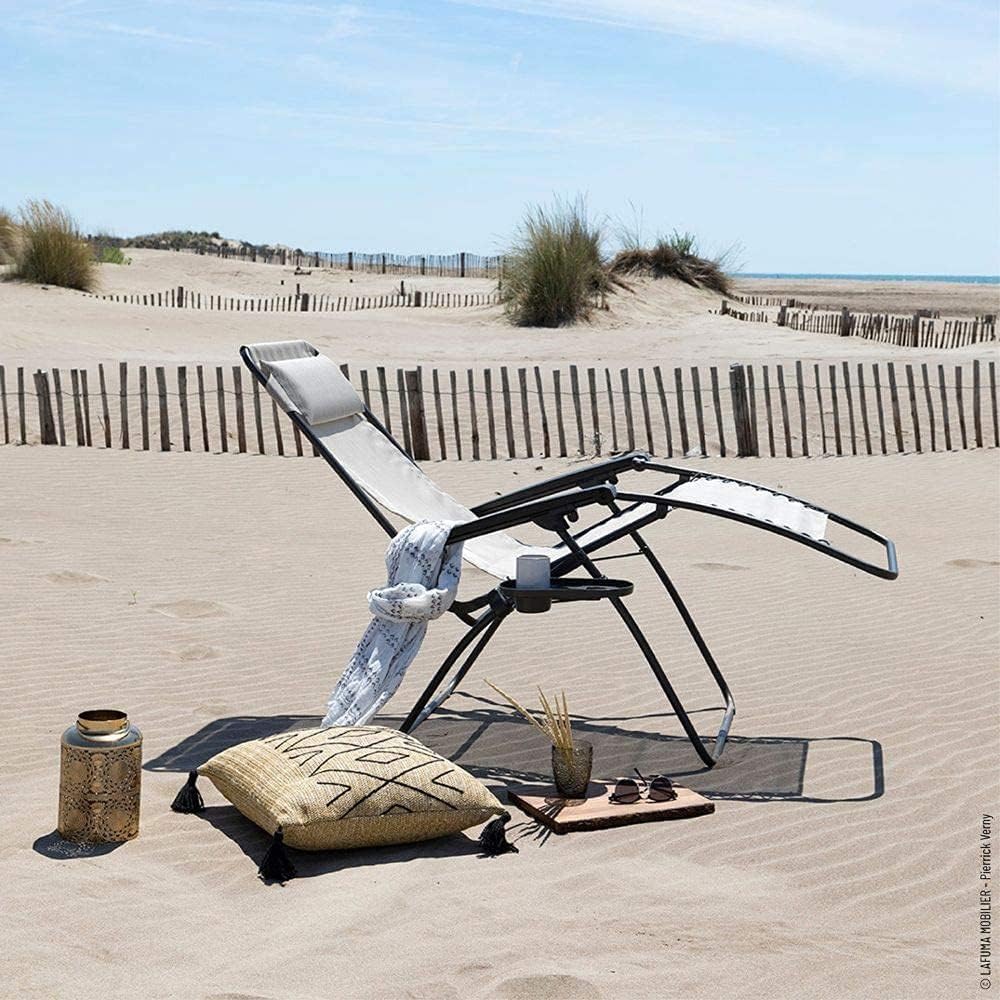 Lafuma Mobilier - Sillón relax gravedad cero RT 2 - Tumbona plegable para terraza y jardín - Tejido Batyline resistente - Tumbona multiposición, cómoda, Francia - Marrón castaño