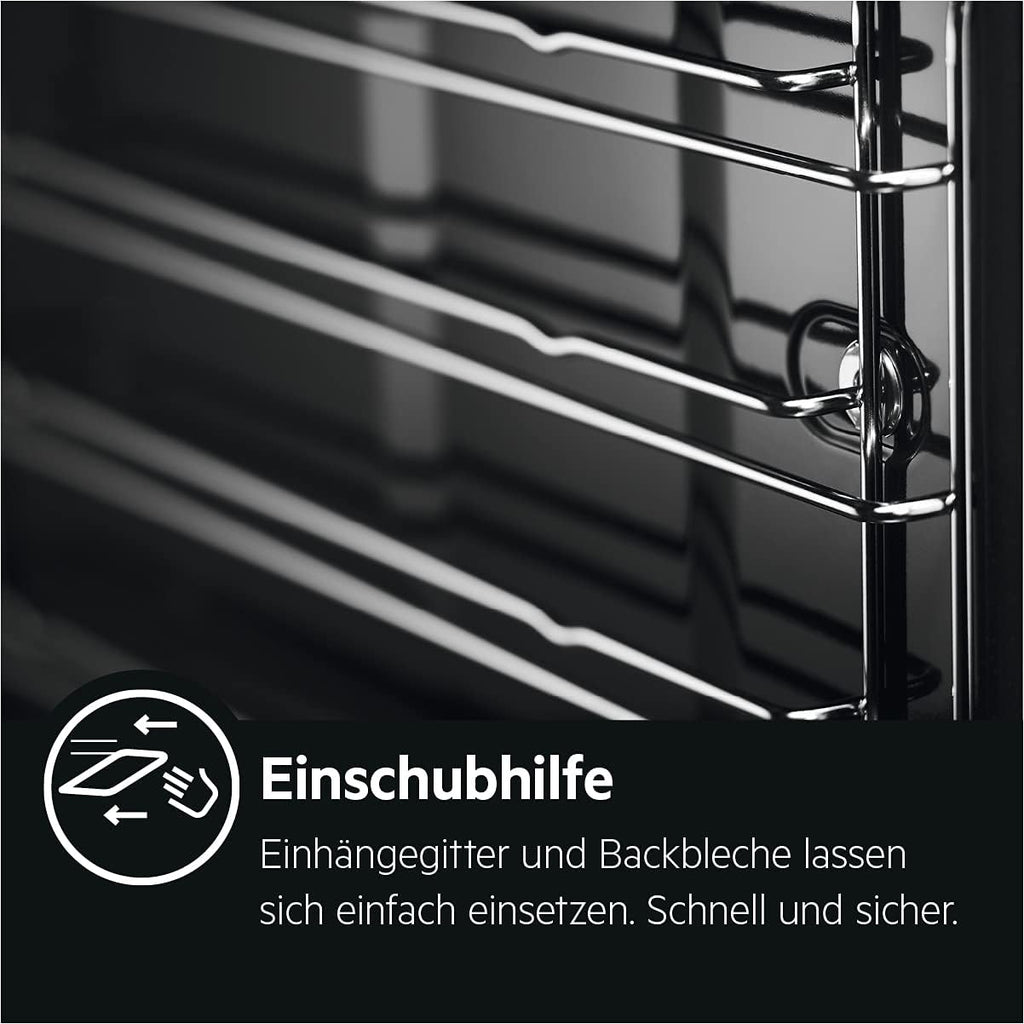 Horno empotrable AEG – Serie 5 Aire caliente circular: resultados de cocción uniformes en 3 niveles – Autolimpieza por pirólisis – 25 programas automáticos – Pantalla táctil LED – Calentamiento rápido – Negro – BPE53516AB