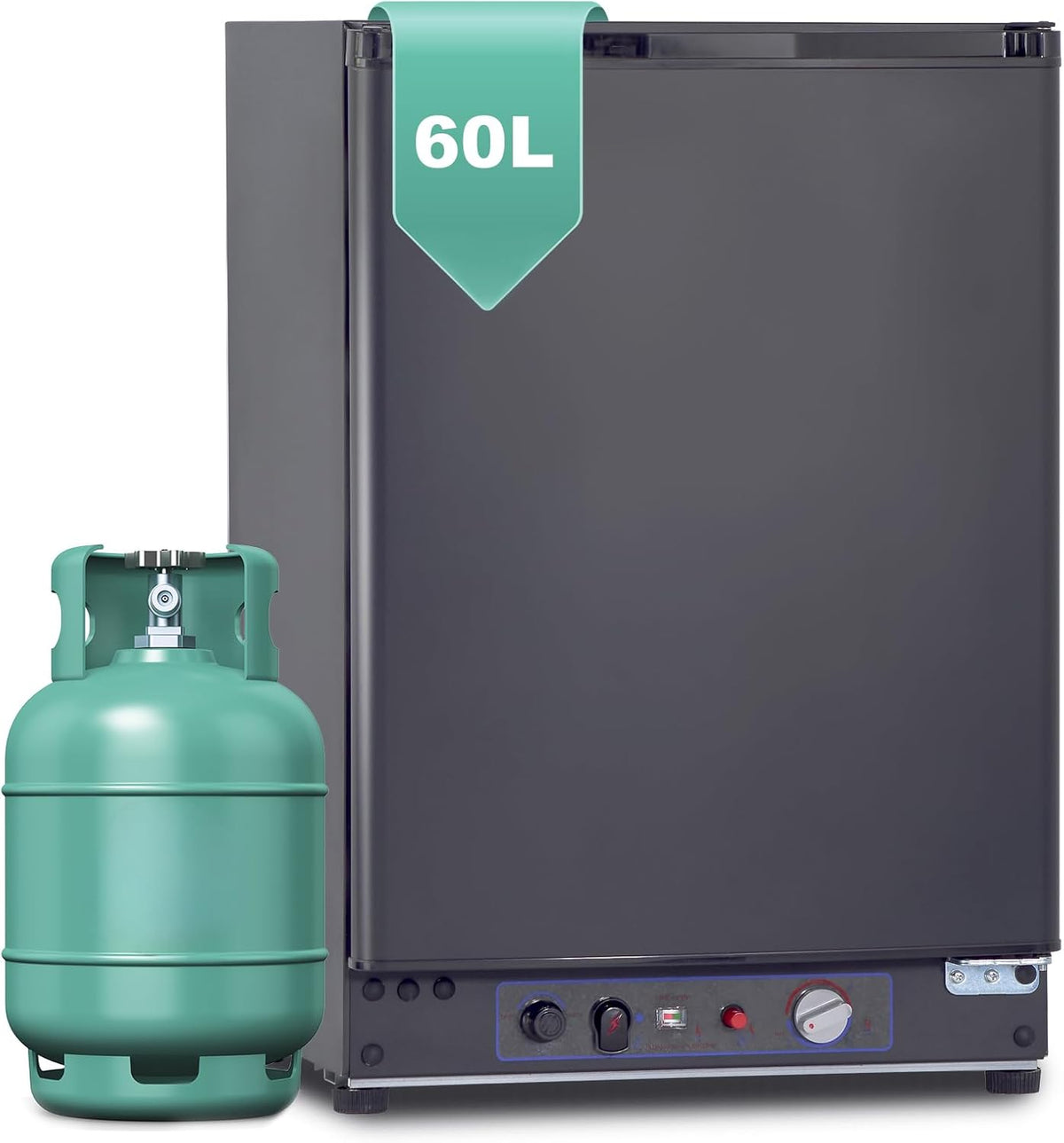 Nevera de gas SMETA 60L para camping, nevera de absorción, nevera de gas de 3 vías 12V 230V, nevera para autocaravanas, caravanas, furgonetas, viajes, cabañas, garaje, silenciosa, puerta reversible