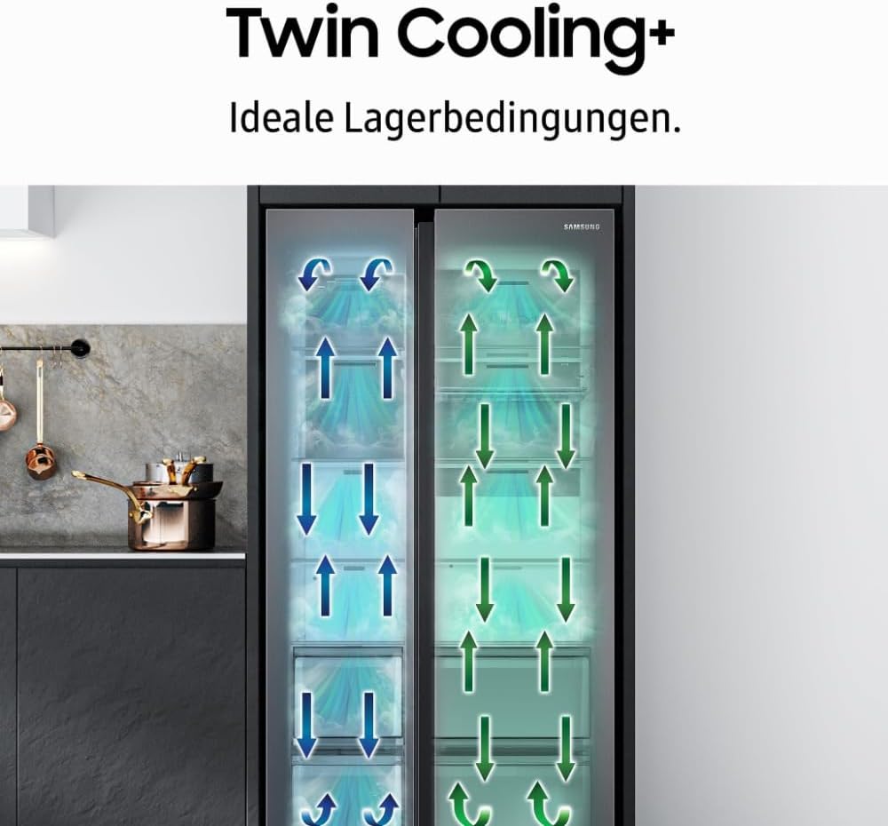 Frigorífico Samsung French Door con congelador, 178 cm, 495 l, WiFi y modo de ahorro de energía AI SmartThings, Twin Cooling+, fabricador de hielo automático, No Frost+, aspecto acero inoxidable, RF50C530ES9/EF