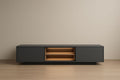 Mueble de TV de madera MDF negro y roble 180x40x50 cm