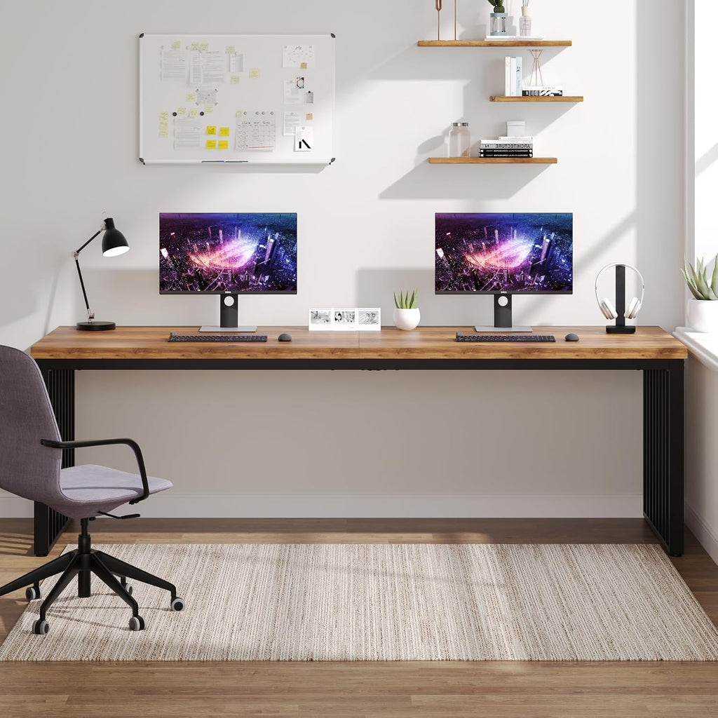 Escritorio Tribesigns de 180 cm, mesa de computadora grande, escritorio para PC, mesa de oficina con estructura de metal resistente, estación de trabajo para oficina en casa, mesas de despacho, mesa de conferencias (sin silla) (marrón)