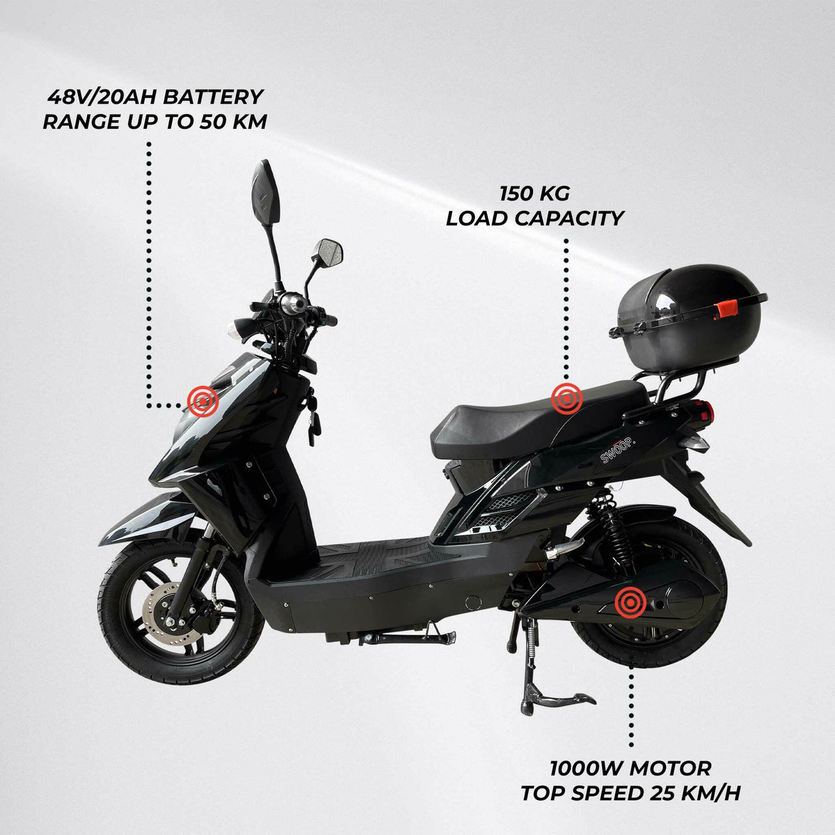 Scooter Eléctrico Elegante Swoop Negro 1000W