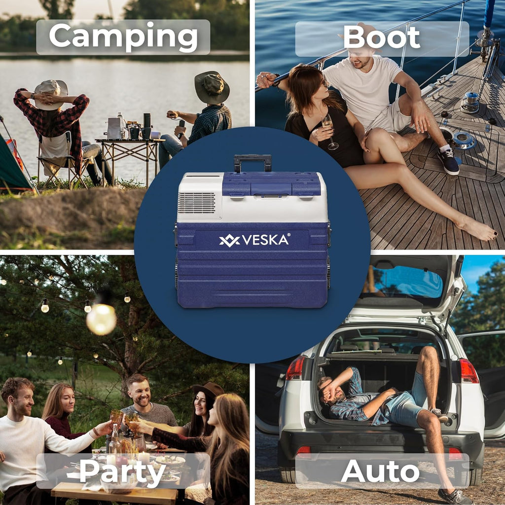 Nevera portátil de compresor, congelador con control por APP, puerto USB, 12/24V, 230V, ruedas, refrigerador transportable, arcón frigorífico, caja congeladora hasta -20 °C para coche, camión, barco (52L - antracita)