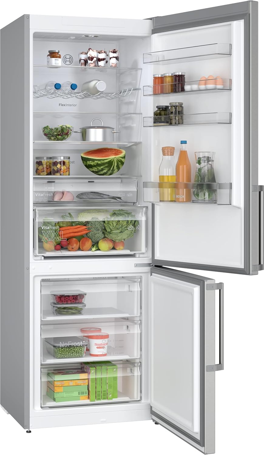 Bosch KGN497ICT, Serie 4, frigorífico combinado de libre instalación, 440 L, 203 x 70 (Al x An), acero inoxidable antihuellas