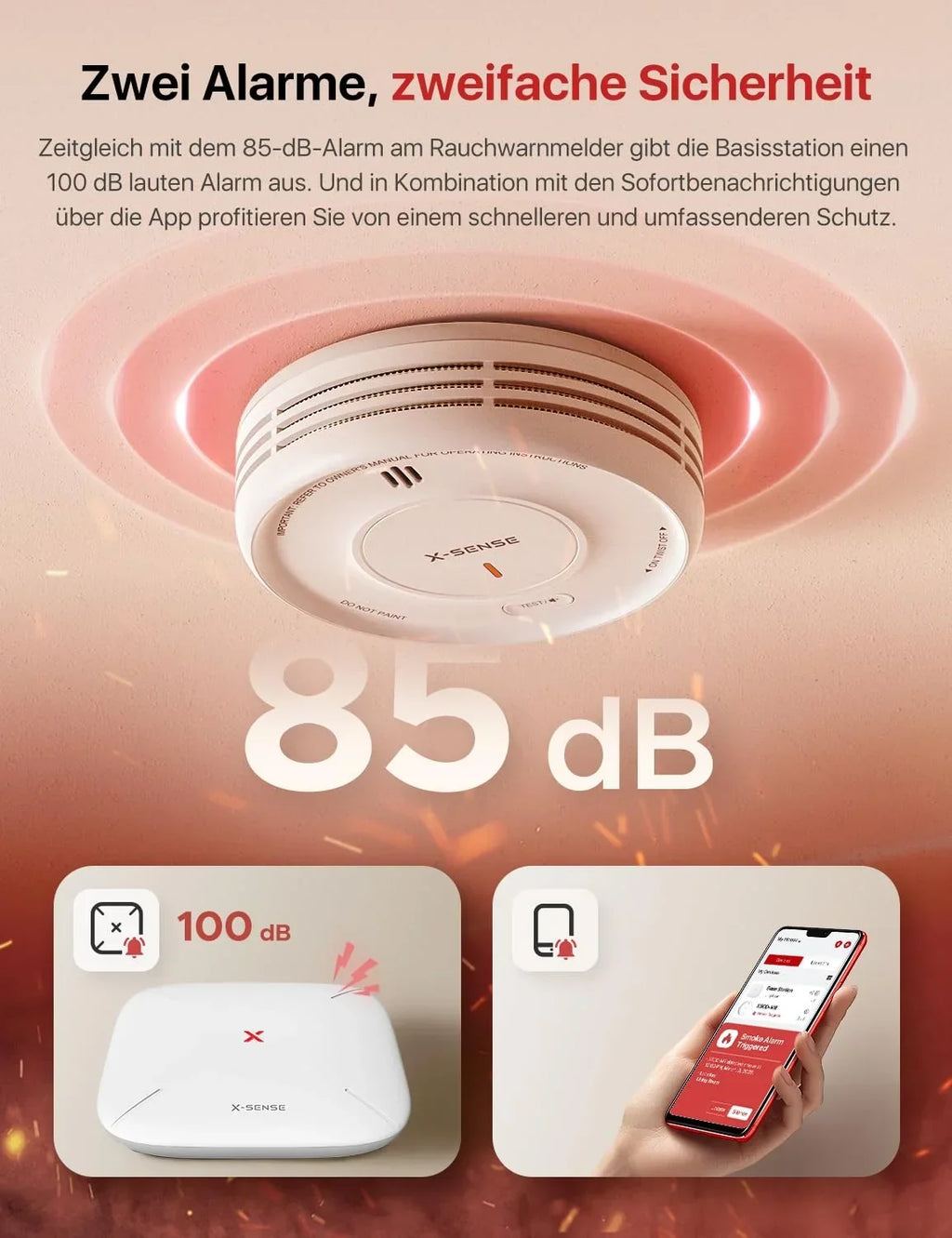 Detector de humo X-Sense SBS50 XS0D MR121, set de 12 unidades, soporte magnético, controlable por aplicación, compatible con Home Assistant, batería reemplazable