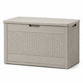 Caja de almacenamiento de plástico con aspecto de ratán, 117x45x57cm, gris claro