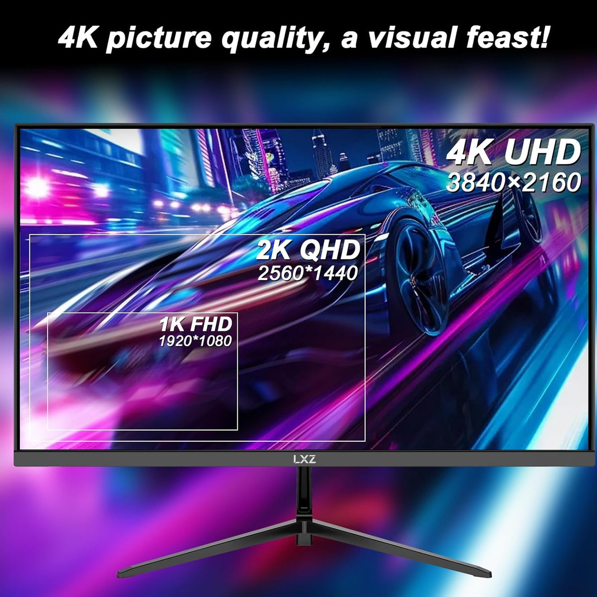 Monitor Gaming LXZ de 27 pulgadas 4K UHD (3840 x 2160), pantalla VA 16:9 con FreeSync y G-Sync, VESA 75mm x 75mm, HDMI 2.0, DP 1.4