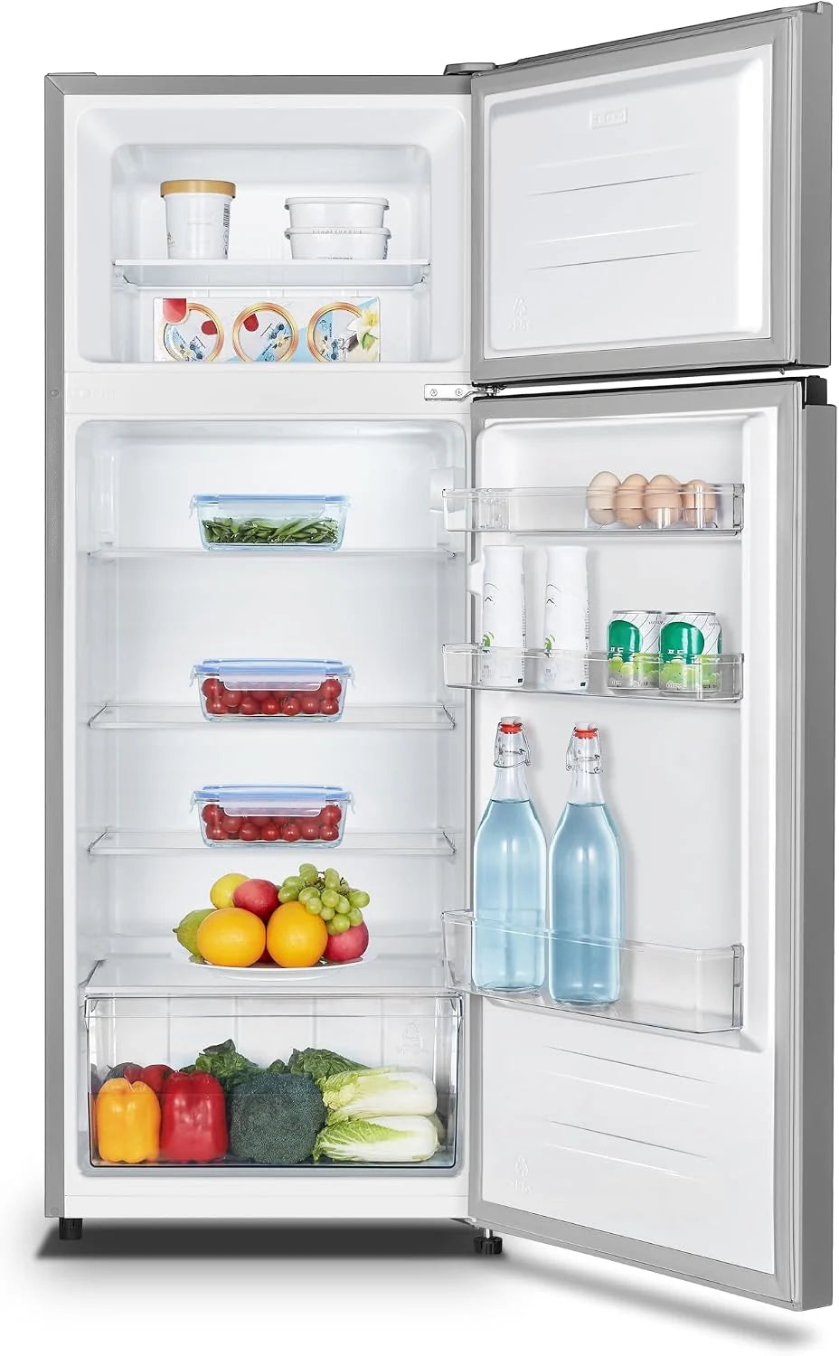 Gorenje RF414EPS4 lodówka dwudrzwiowa z zamrażarką na górze, 165 l, zamrażarka 41 litrów, oświetlenie wewnętrzne LED, klasa efektywności energetycznej E, 143,6 cm x 55 cm, srebrna
