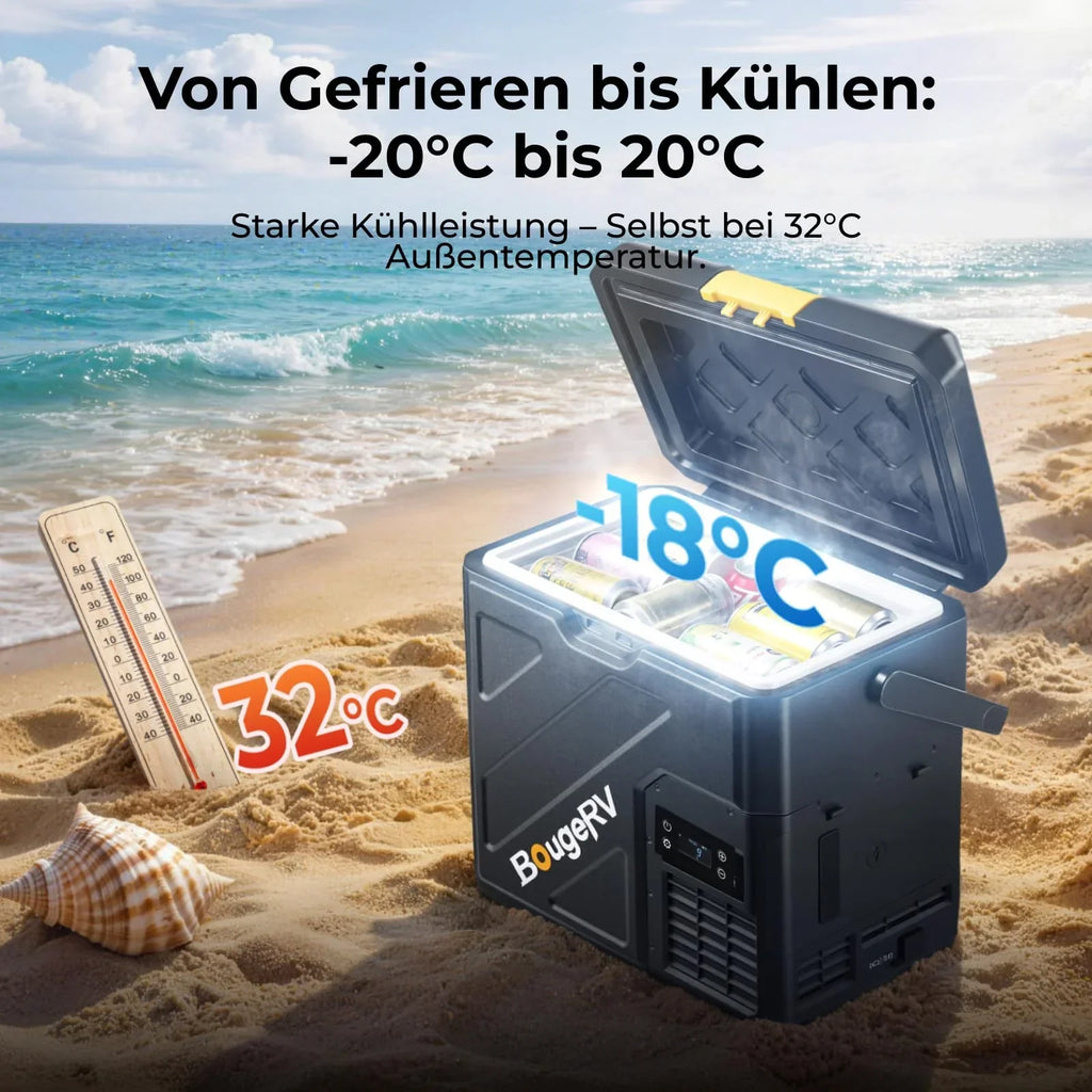Nevera de compresor BougeRV CRH20 20L, batería 240Wh, -20°C a 20°C, control por app IPX4, 12V/24V/230V, camping y viajes 2026