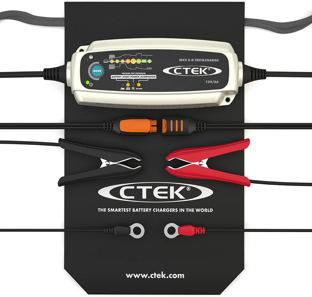 CTEK MXS 5.0 Test & Charge, cargador de batería de 12 V, mantenedor de batería, cargador para coche y camión, prueba la batería y el alternador, programa de desulfatación y modo de reacondicionamiento