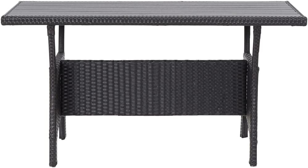 vidaXL Mesa de jardín mesa de comedor de jardín mesa de terraza mesa mesa de balcón muebles de jardín exterior terraza negro 120x70x66cm polirratán estructura de acero