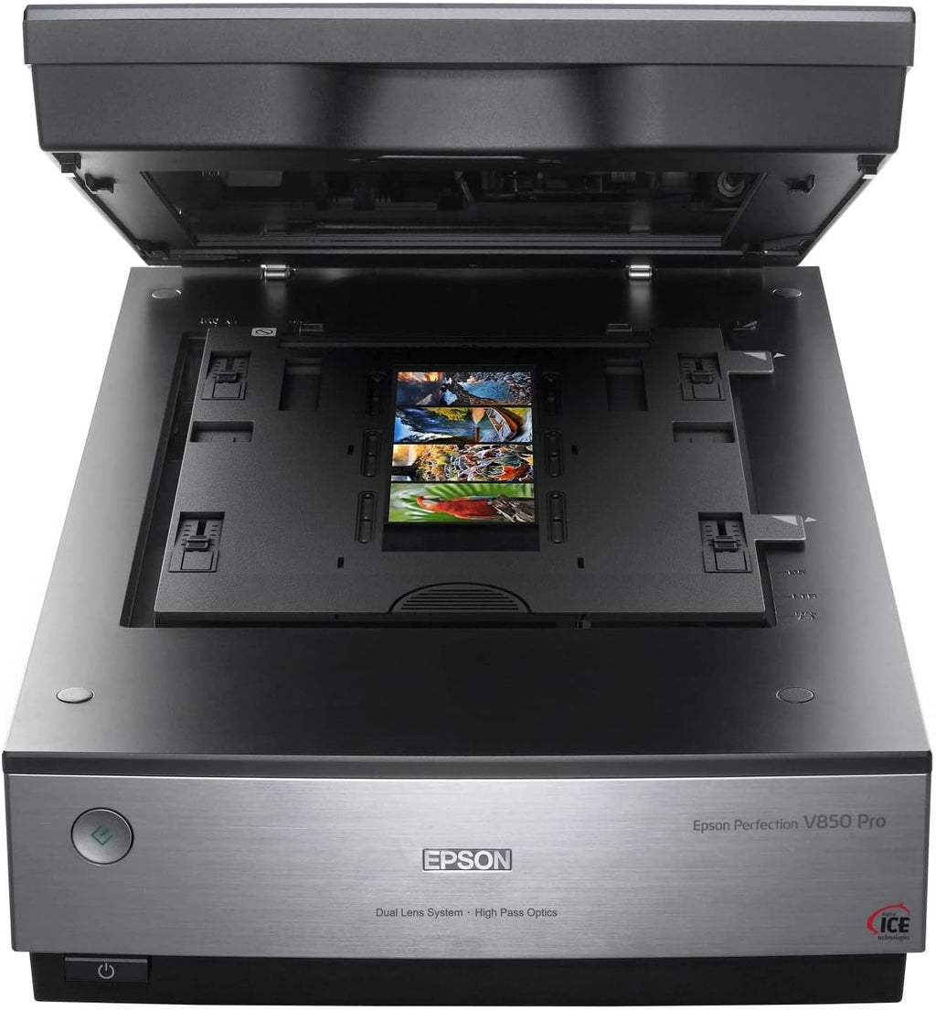 Epson Perfection V850, escáner fotográfico profesional, escáner para digitalizar fotos, documentos, diapositivas y negativos, escáner de cama plana de alta resolución, negro/plata