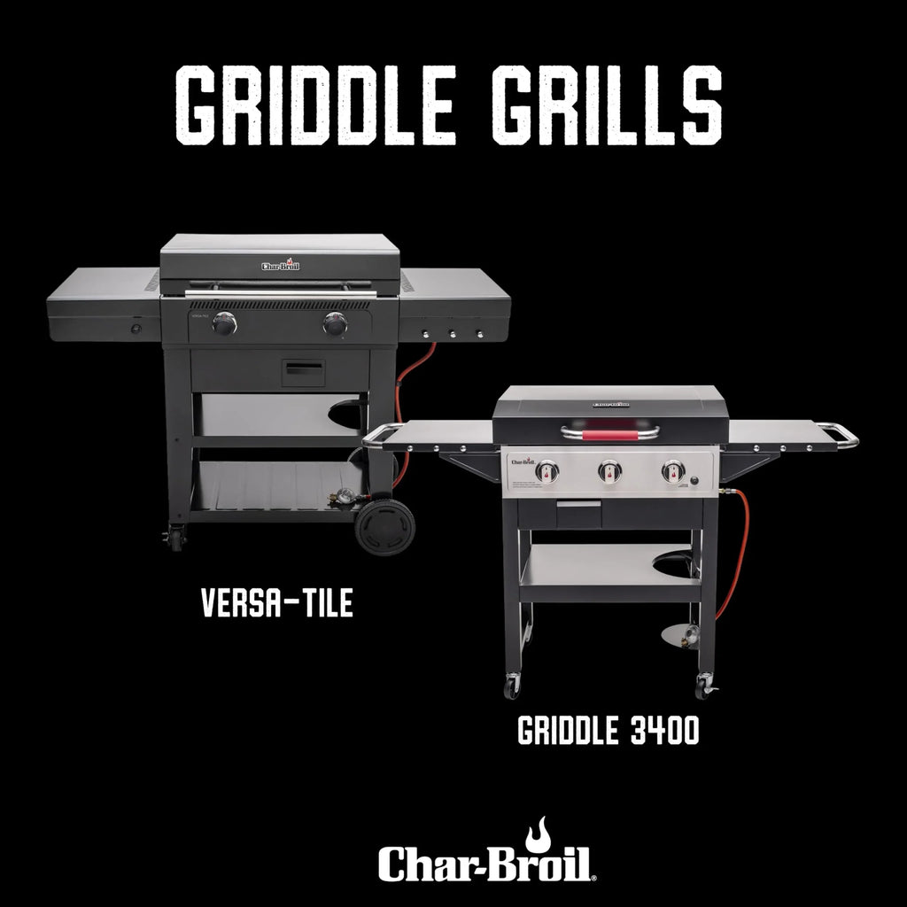 Charbroil Gasgrill Plancha Versa Tile 3en1 Plancha, Parrilla y Horno de pizza, placa de cocción con revestimiento cerámico de 70x50 cm