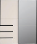 Armario moderno Forte Winn 2 de 170, armario con puertas correderas y espejo, 2 puertas, 3 cajones, madera, cachemira|beige, 170,3 cm de ancho x 200,5 cm de alto x 61,2 cm de fondo