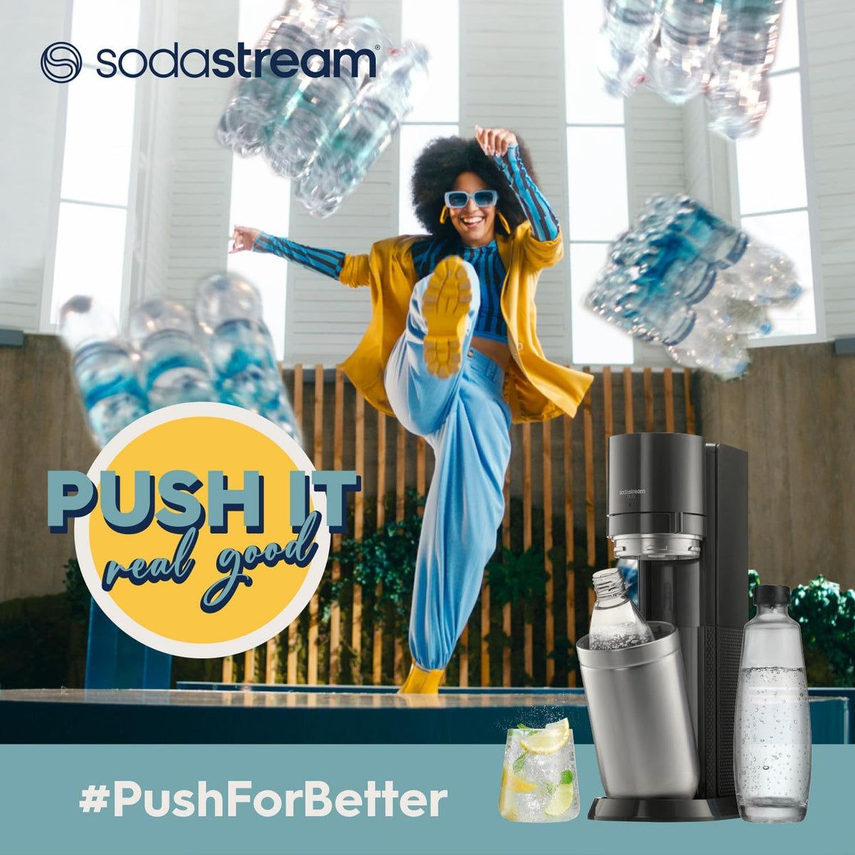 SodaStream máquina de agua con gas eléctrica E-DUO con cilindro de CO2 Quick-Connect | incl. 1 botella de vidrio de 1L y 2 botellas de plástico FUSE de 1L (aptas para lavavajillas) | Color: Titanio