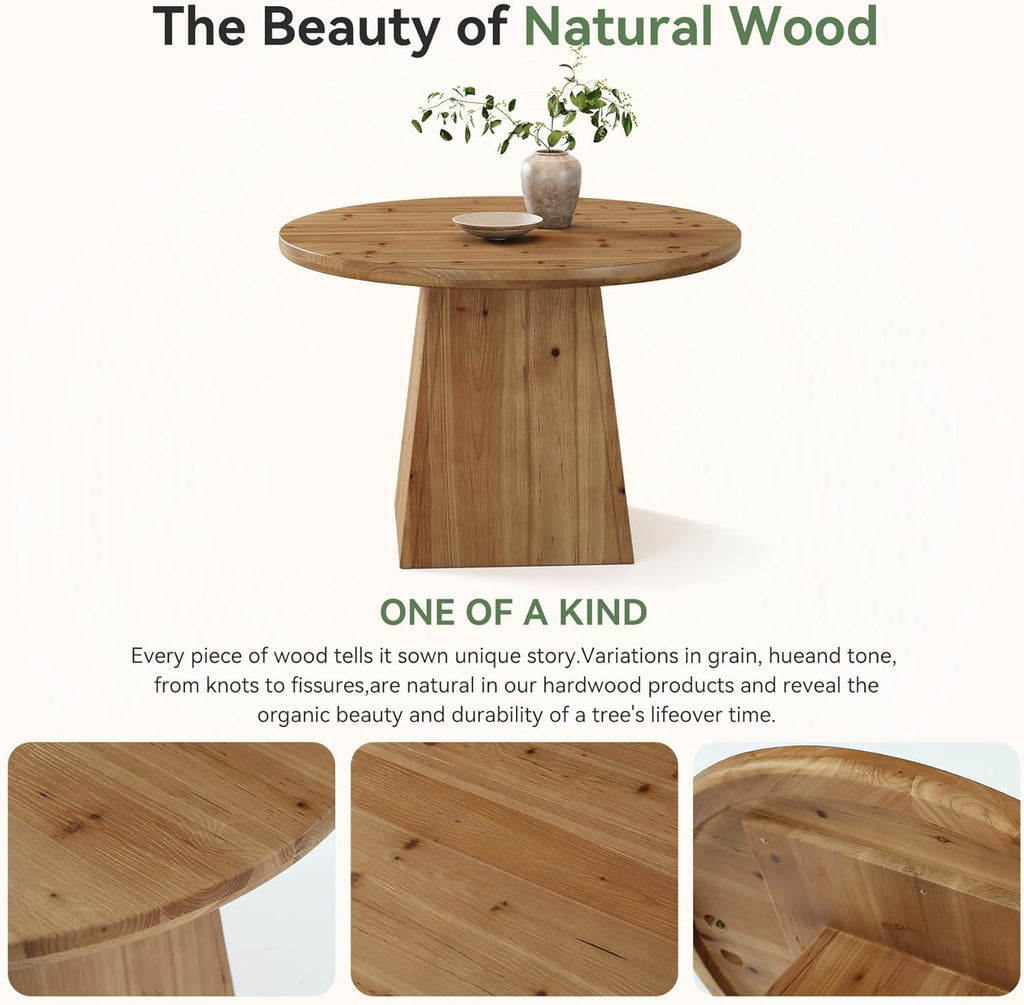 Mesa de comedor de madera maciza para 4 personas, pequeña mesa de cocina redonda con tablero reforzado y base estable para comedor, sala de estar, cocina, 100 x 75 cm, estilo rústico (solo mesa)