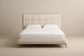 Cama doble de madera con cabecero tapizado 200x160x120cm Beige