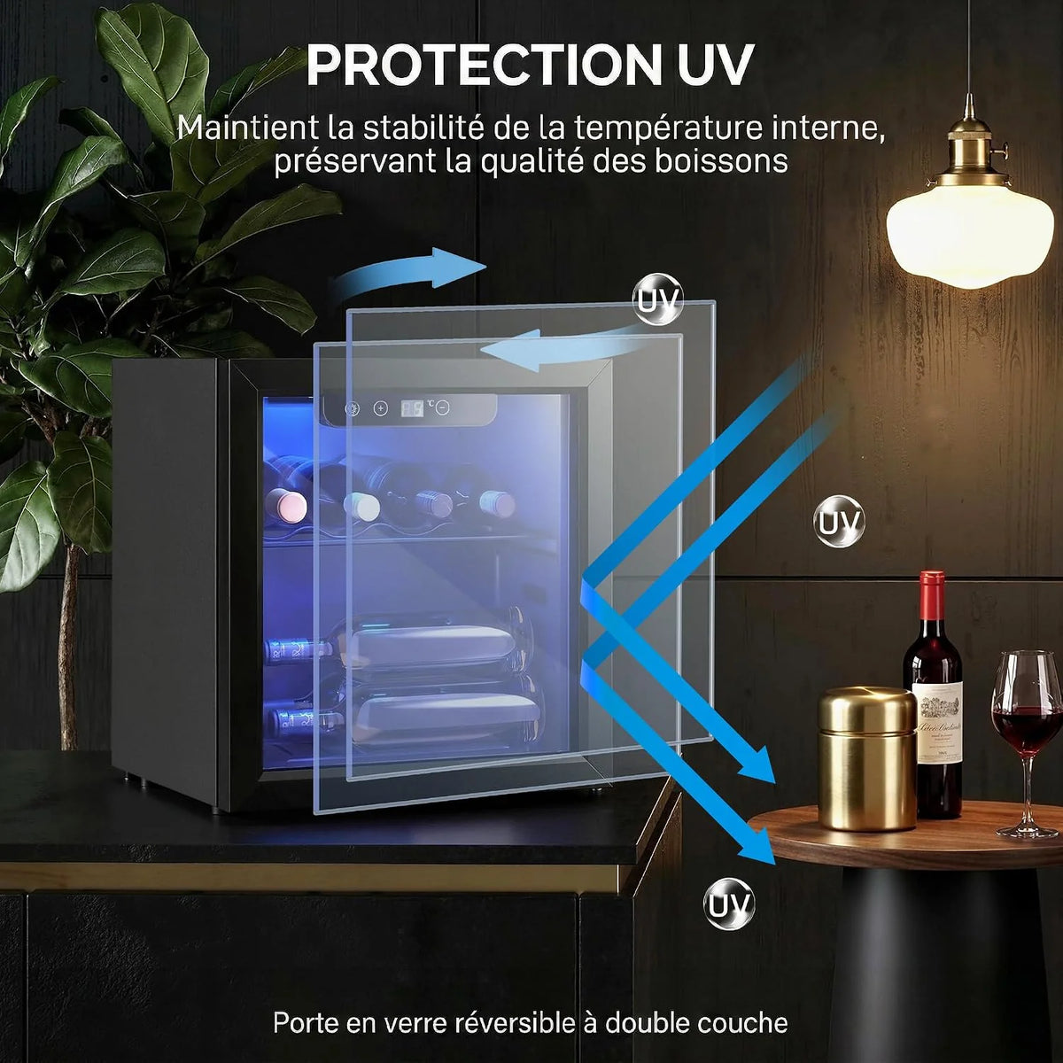 HOMCOM Mała chłodziarka do wina 12 but. 36L, Czarna