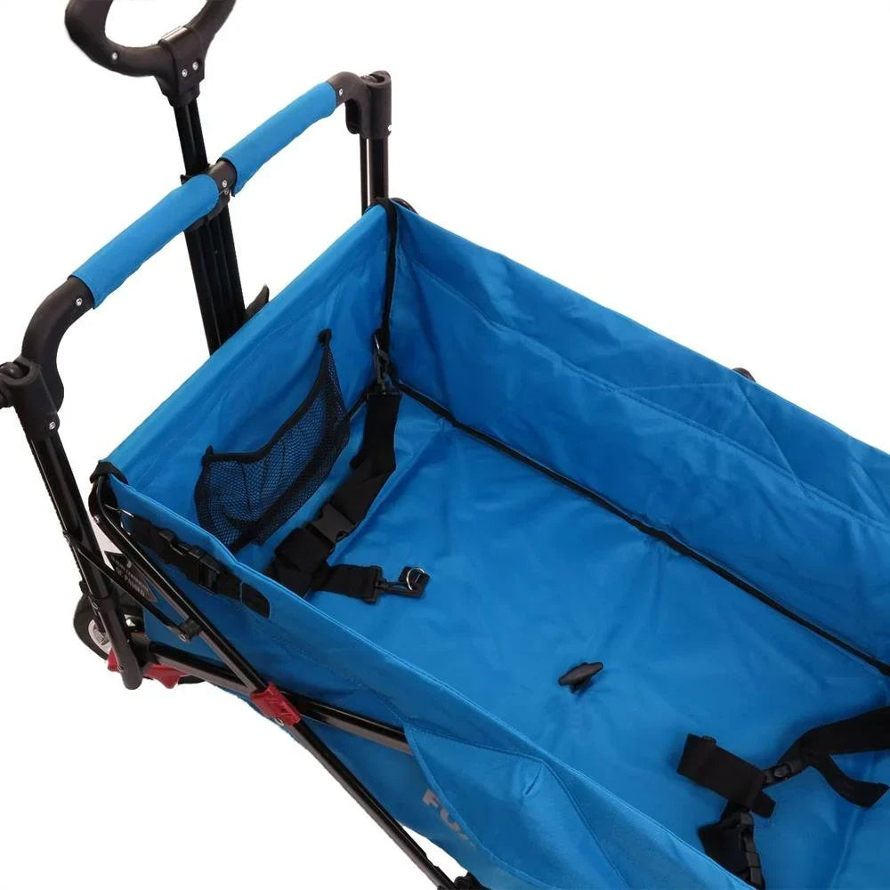 Carrito plegable FUXTEC FX-CT700, carro plegable gris para el transporte de niños, ciudad, campo, playa o montaña - con capota anti-UV, asa de empuje, freno de mano delantero y trasero, el original