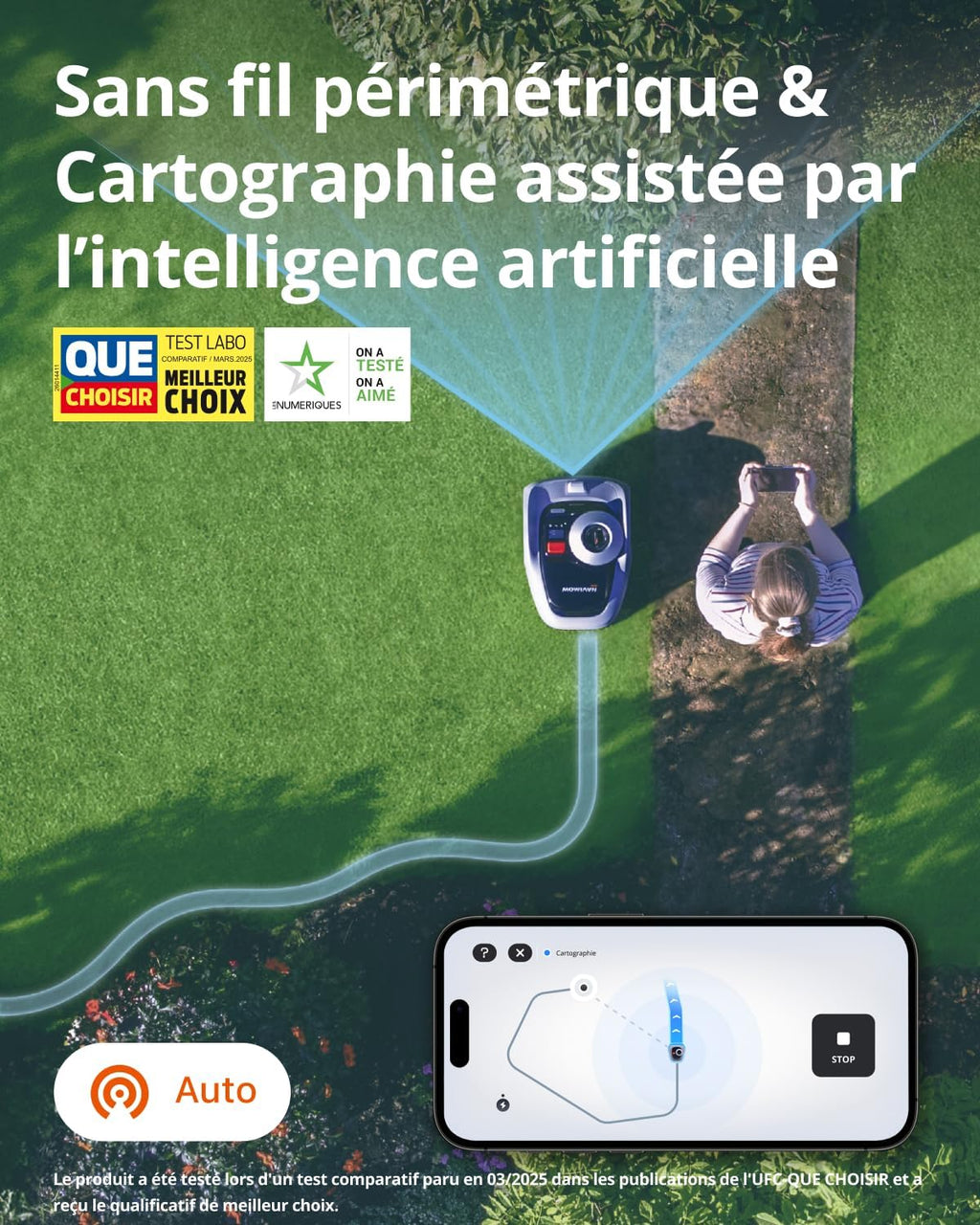 Segway Navimow i105E y Garaje S, Robot cortacésped sin cable perimetral, rec. 500 m², máx. 600 m², robot cortacésped RTK+Vision, cartografía automática por IA, límite virtual, gestión multizona