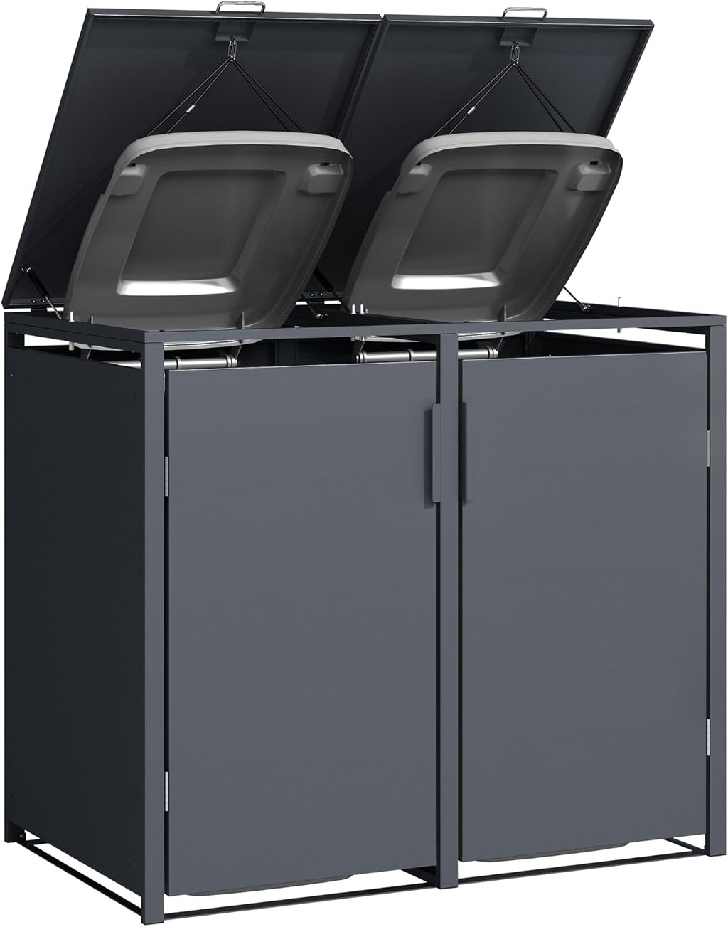 DEGAMO Mülltonnenbox, cobertizo para 4 cubos de basura MÜNCHEN para 4 cubos de 120 y 240 litros, acero galvanizado, color antracita