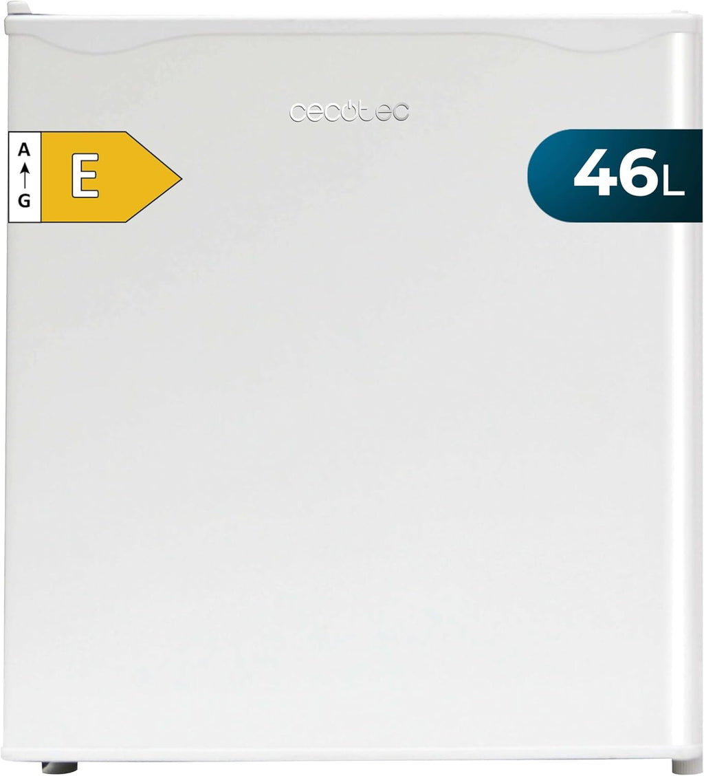 Cecotec Nevera Pequeña Frigorífico Mini Minibar 46L GrandCooler 20000 SilentCompress White E. Altura 48,7cm, 48 cm de ancho, bajo consumo, puerta reversible, funcionamiento cíclico, blanco