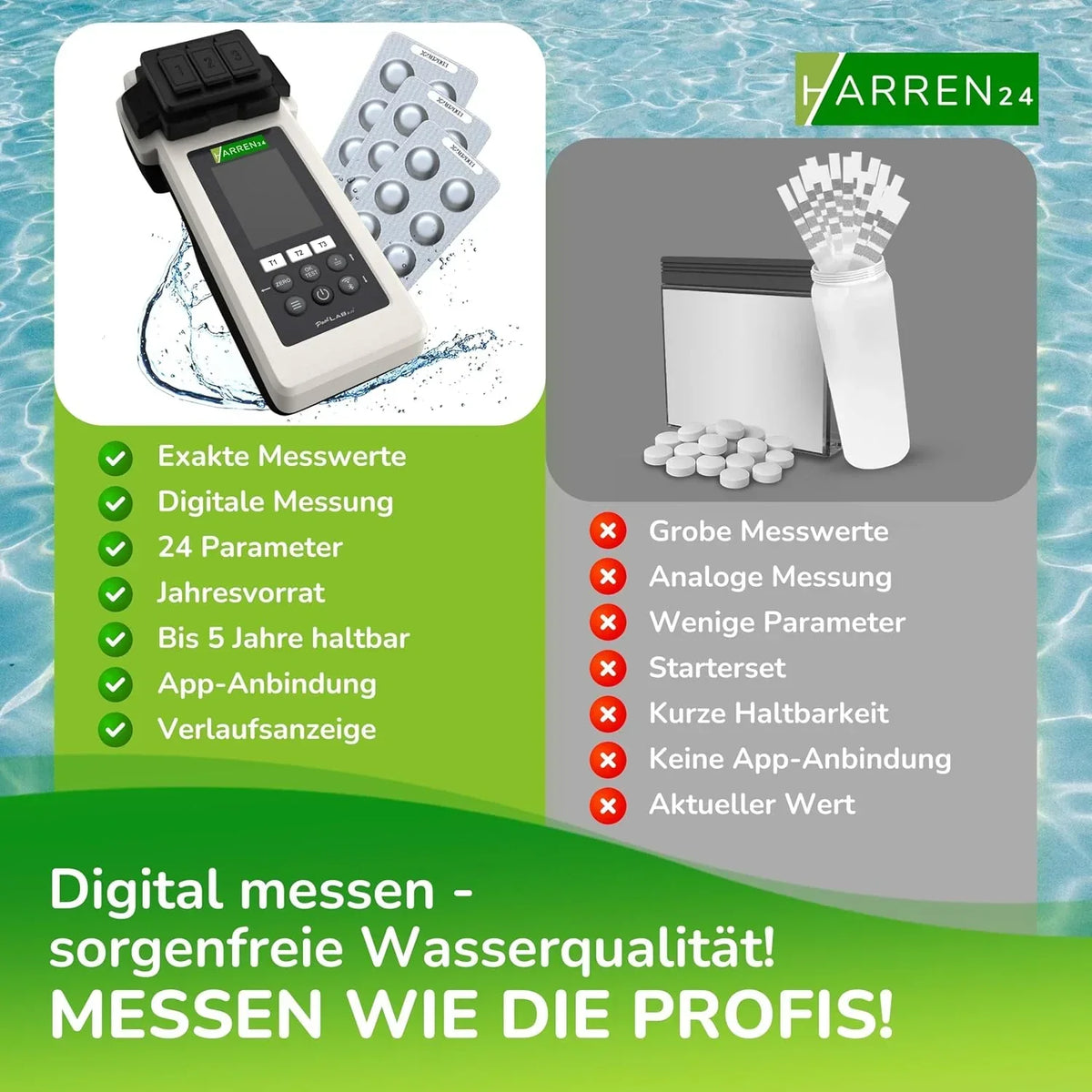 Fotómetro para análisis de agua PoolLab 2.0, medidor electrónico para piscinas con Bluetooth, DPD1, DPD3, pH, CYA, alcalinidad y 170 pastillas de prueba