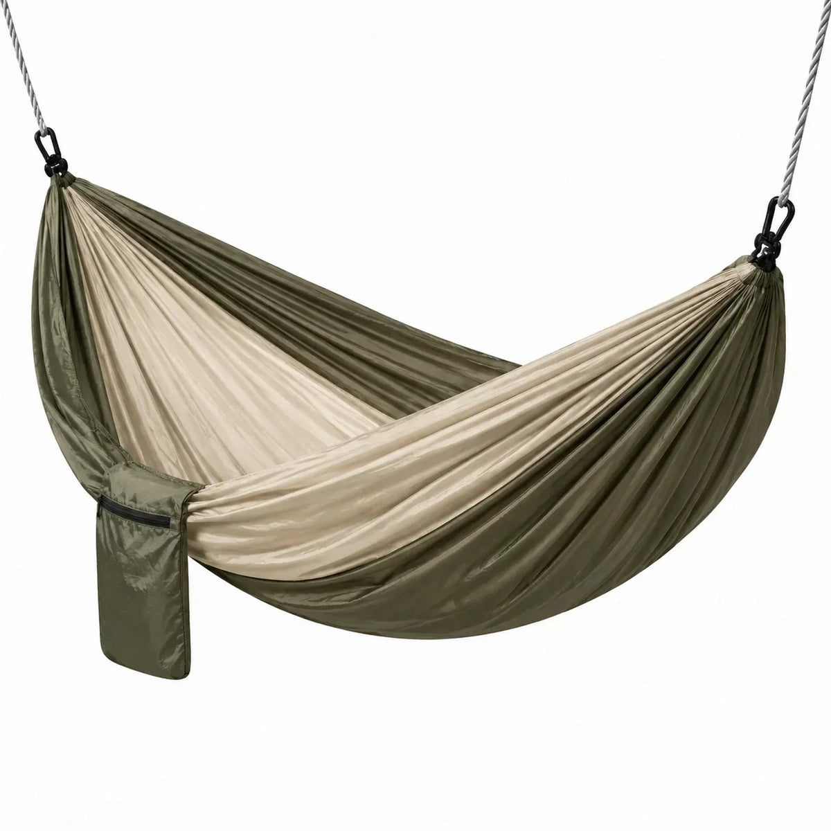 Hamaca de nailon 300 x 200 cm verde oliva/beige