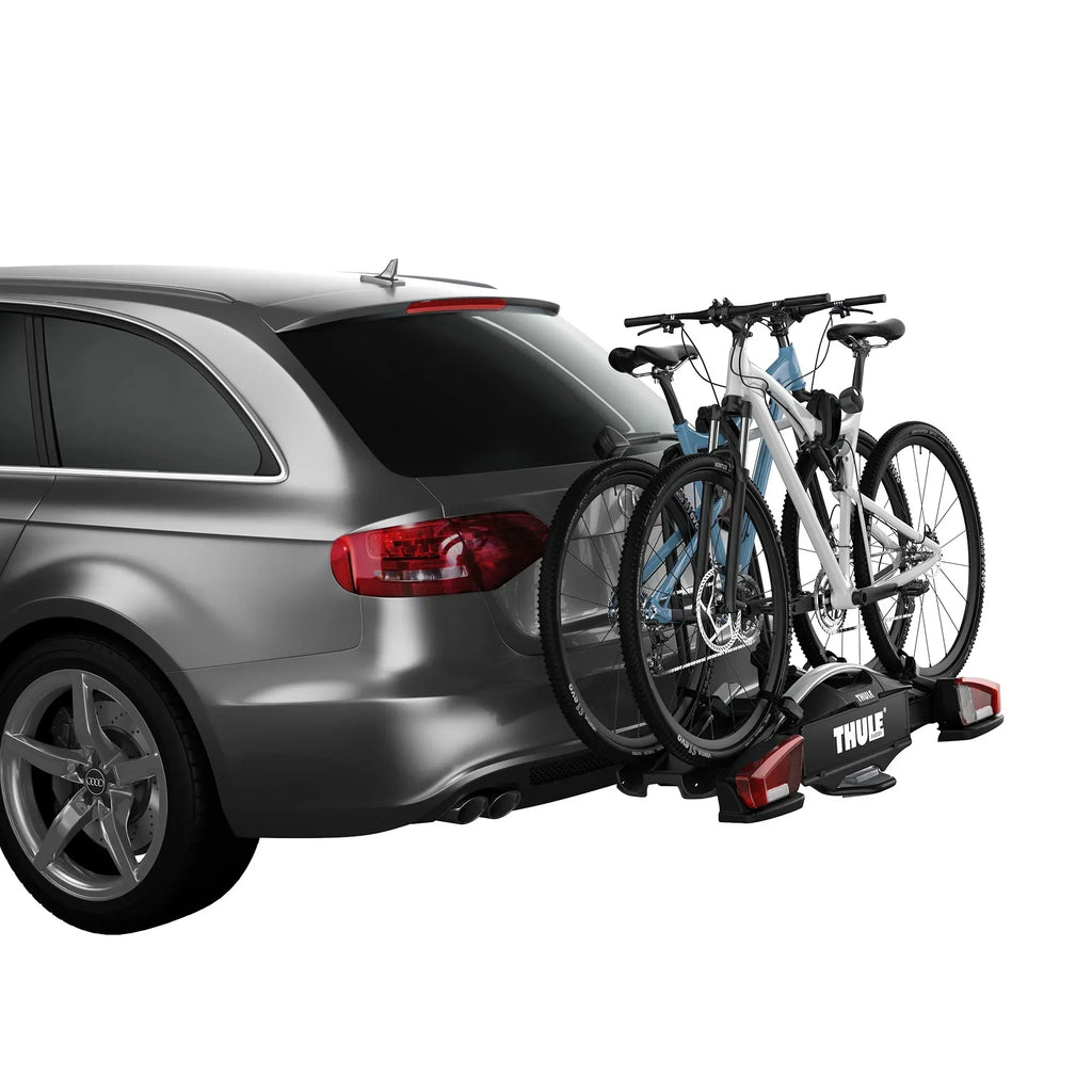 Portabicicletas para bola de remolque VeloCompact 2 bicicletas 13 polos plegable 46 kg capacidad de carga aluminio negro