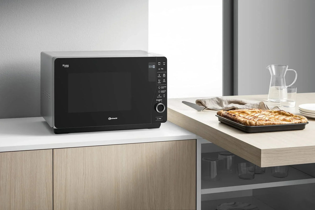 Microondas Bauknecht ExtraSpace Crisp MW 427 SL con grill, sin plato giratorio, 800 W, 1000 W, 25 L, función de cocción al vapor, AutoClean