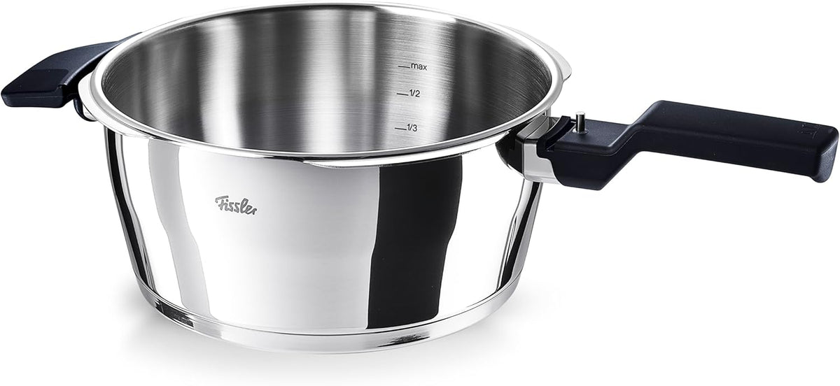 Olla a presión Fissler Vitaquick (4,5 L, Ø 22 cm) de acero inoxidable, 2 niveles de cocción, fabricada en Alemania - inducción
